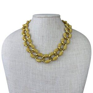 Anne Klein Women’s Gold Tone Metal Link Necklace Textured Statement Jewelry